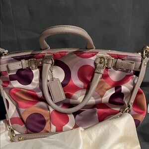 Coach Pink and Purple Patterned Satchel